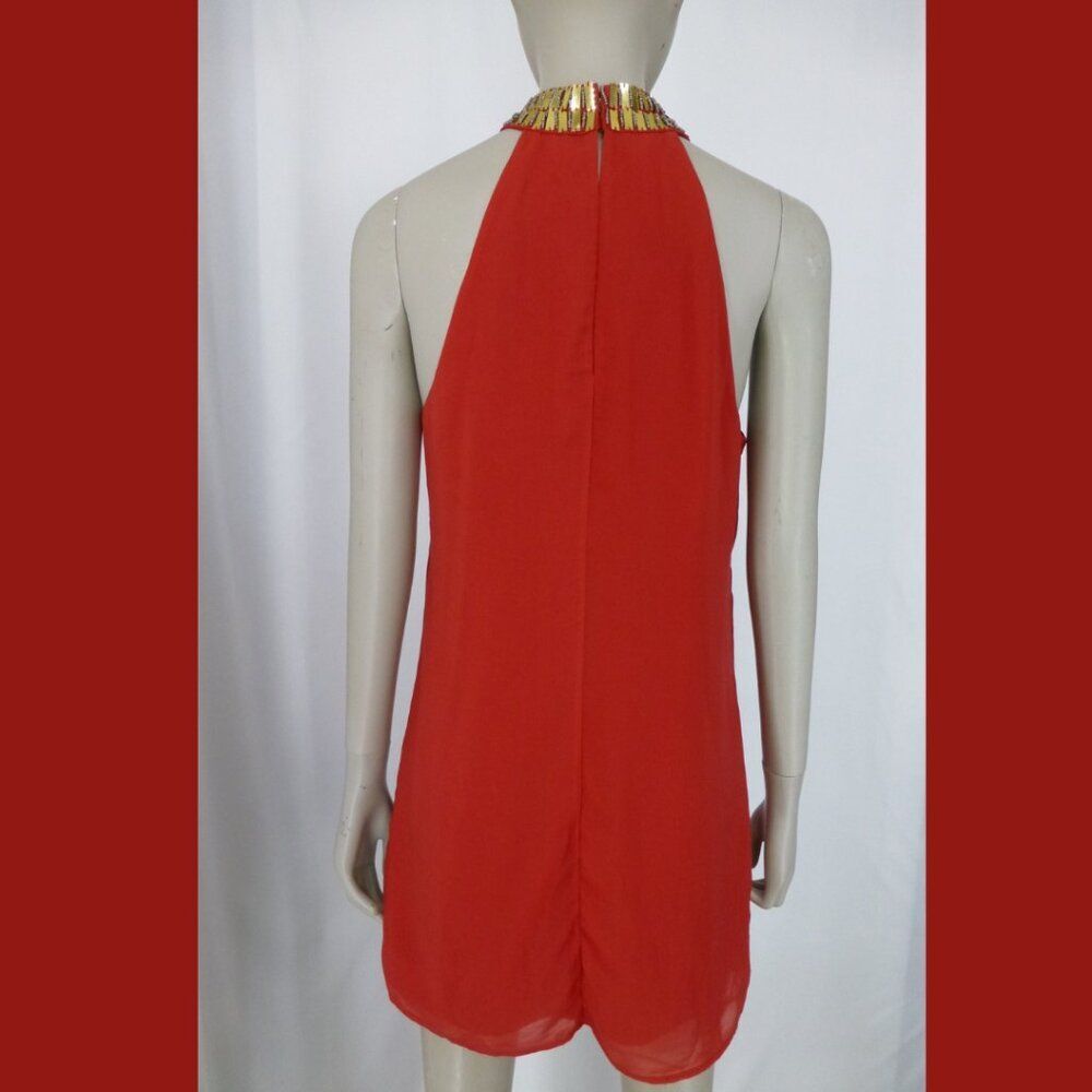 Bebe Gold and Red Halter Dress (Selling as is, please read carefully) - Picture 4 of 13